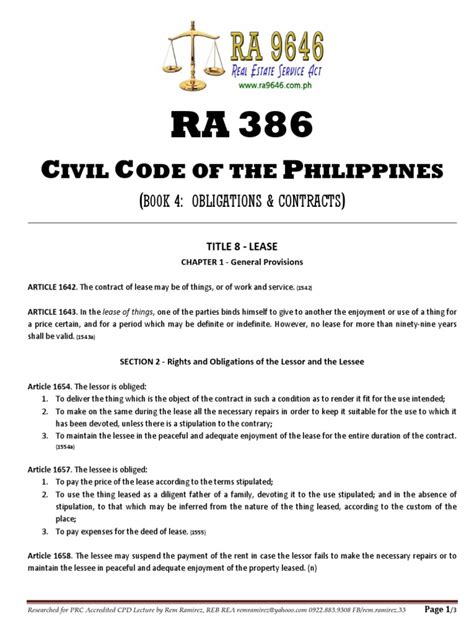 RA 386: Civil Code of the Philippines .